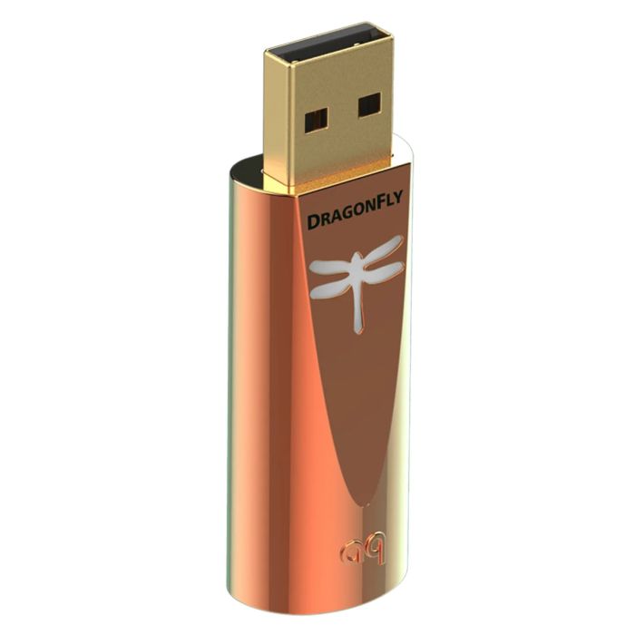 Angled profile shot of Audioquest Dragonfly Copper portable dongle DAC