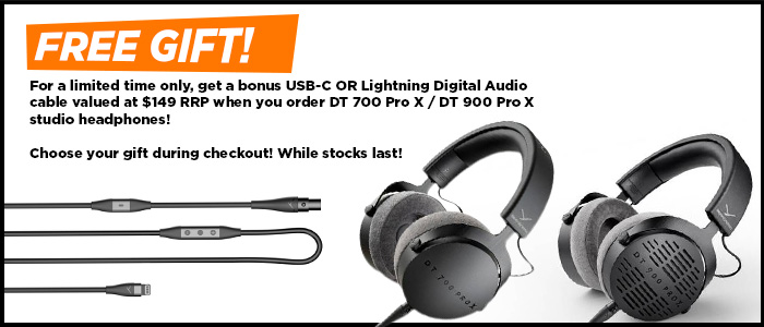 For a limited time only, get a bonus USB-C OR Lightning Digital Audio cable valued at $149 RRP when you order DT 700 Pro X / DT 900 Pro X studio headphones!  Choose your gift during checkout! While stocks last!