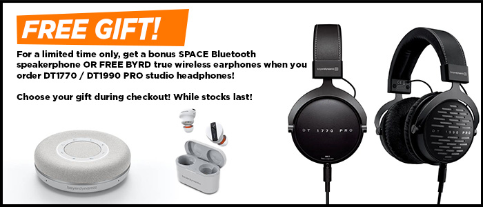 For a limited time only, get a bonus SPACE Bluetooth speakerphone OR FREE BYRD true wireless earphones when you order DT1770 / DT1990 PRO studio headphones!   Choose your gift during checkout! While stocks last!